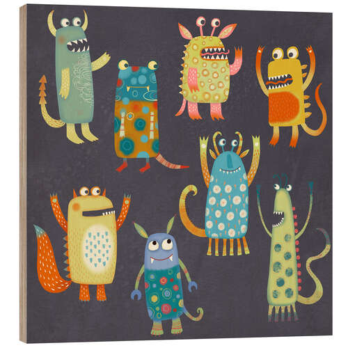 Wood print Monster Party