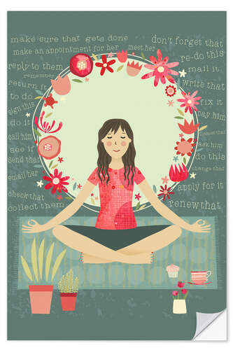 Selvklebende plakat Yoga Meditation and Mindfulness