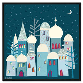 Gerahmter Kunstdruck Schneebedeckte Dächer