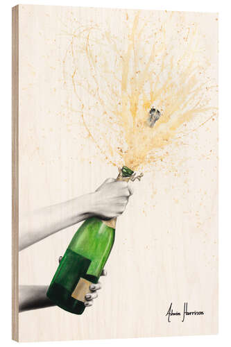 Wood print Champagne Celebration