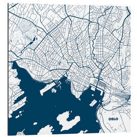 Cuadro de aluminio Mapa de la ciudad de Oslo