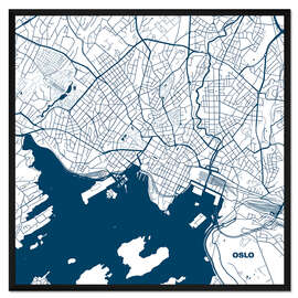 Gerahmter Kunstdruck Stadtplan von Oslo