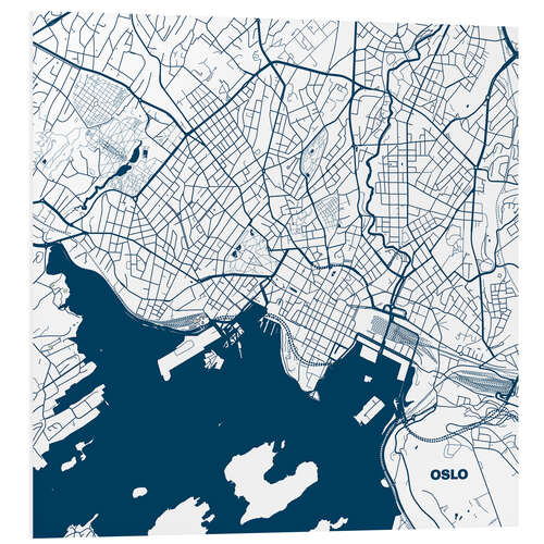 Cuadro de PVC Mapa de la ciudad de Oslo