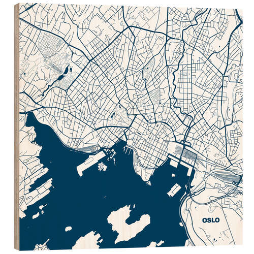 Tableau en bois Plan de la ville d'Oslo