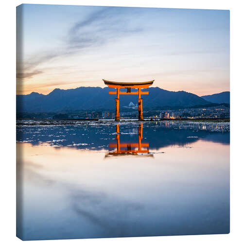 Lienzo Torii rojo en Miyajima al atardecer