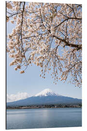 Quadro em alumínio Mount Fuji behind Lake Kawaguchiko III