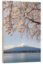 Wood print Mount Fuji behind Lake Kawaguchiko III