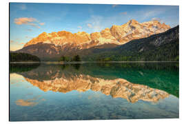 Alubild Alpenglühen am Eibsee