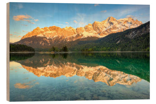 Wood print Alpenglow at the Eibsee