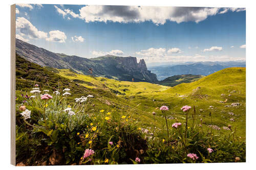 Holzbild Schlern und Seiser Alm