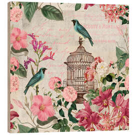 Wood print Romantic Birdcage