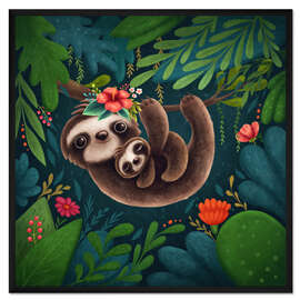 Gerahmter Kunstdruck Süße Faultiere