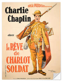 Selvklebende plakat Charlot Soldat (På aksel gevær)