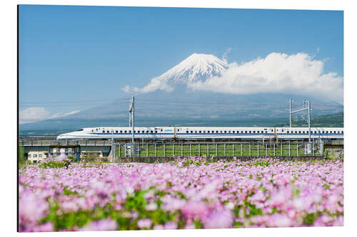 Stampa su alluminio Shinkansen passa davanti al monte Fuji