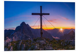 Foam board print Watzmann east wall at sunset