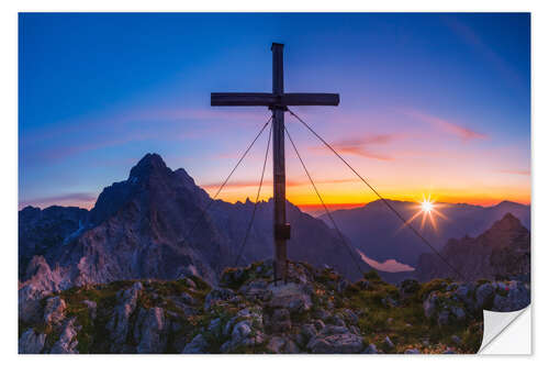 Selvklebende plakat Watzmann east wall at sunset