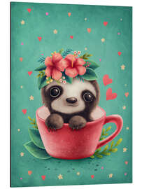 Aluminium print Sweet sloth in a cup