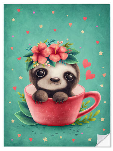 Wall sticker Sweet sloth in a cup