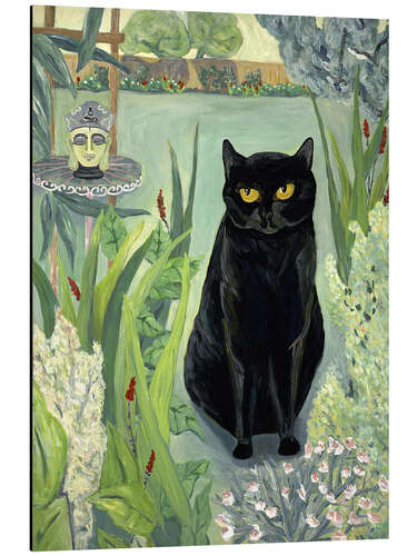 Aluminium print Black Cat in the Garden