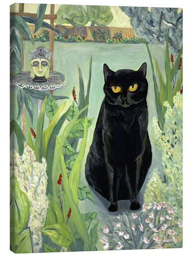 Canvas print Black Cat in the Garden