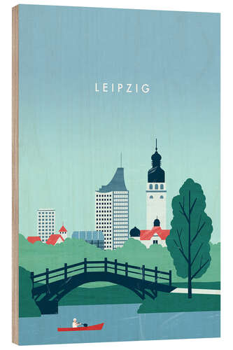 Holzbild Leipzig Illustration