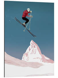 Magnettafel Skifahrer beim Sprung