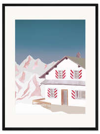 Gerahmter Kunstdruck Berghütte