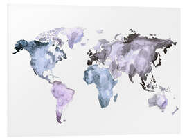 Foam board print World map in watercolor