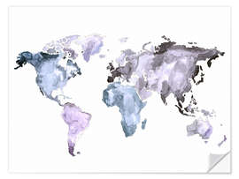 Naklejka na ścianę World map in watercolor