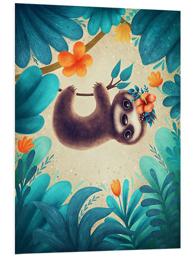 Foam board print Cute Sloth with flowers