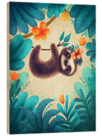 Trebilde Cute Sloth with flowers