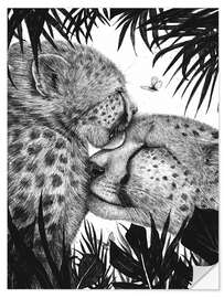 Muursticker Cheetah love