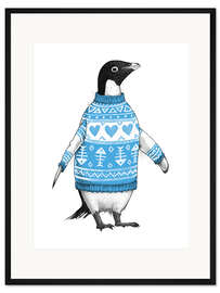 Gerahmter Kunstdruck Pinguin im Pullover