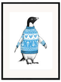 Gerahmter Kunstdruck Pinguin im Pullover