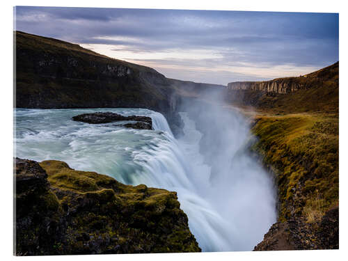 Acrylglasbild Gullfoss-Wasserfall bei Sonnenaufgang, Island