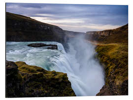 Aluminium print Gullfoss waterfall at sunrise, Iceland