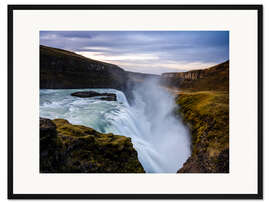 Gerahmter Kunstdruck Gullfoss-Wasserfall bei Sonnenaufgang, Island