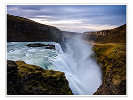 Poster Gullfoss waterfall at sunrise, Iceland