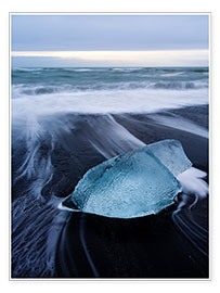 Poster Eisblock am Strand von Jökulsárlón, Island