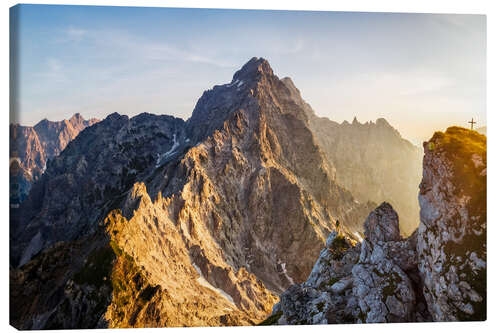 Tableau sur toile Un alpiniste seul devant la façade est du Watzmann