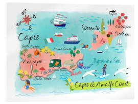 Cuadro de metacrilato Mapa de la costa de Capri y Amalfi