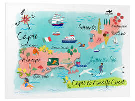 Foam board print Capri and Amalfi Coast Map