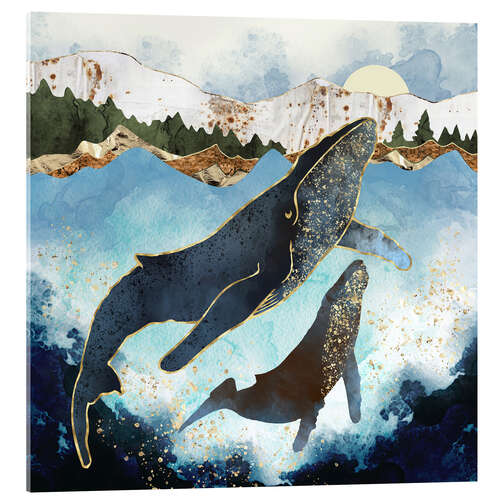 Acrylic print Whale family mother and child