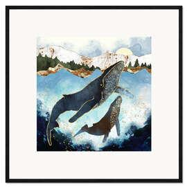 Kehystetty taidepainatus Whale family mother and child