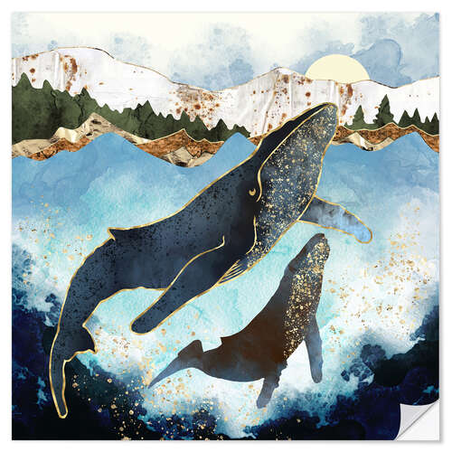 Vinilo para la pared Familia de ballenas