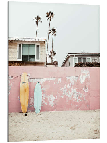 Tableau en aluminium Planches de surf sur la plage