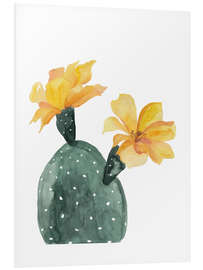 Foam board print Blooming cactus in yellow