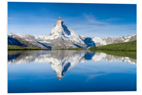 Print på skumplade Stellisee and Matterhorn near Zermatt