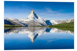 Print på skumplade Stellisee and Matterhorn near Zermatt