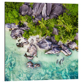 Magnettafel Seychellen, Anse Source d'Argent von oben